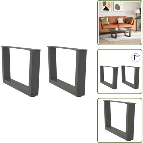 Soporte ajustable - vidaXL Patas para mesa de centro en forma de V (2 unidades), antracita, 60 x (30-31,3) cm, acero - Niveladores para mesa