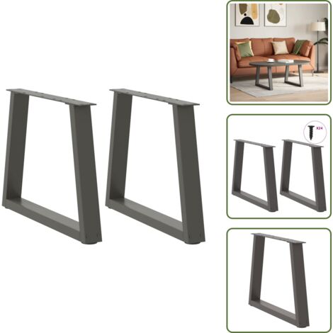 Soporte ajustable - vidaXL Patas para mesa de centro en forma de V (2 unidades), antracita, 60 x (42-43,3) cm, acero - Niveladores para mesa