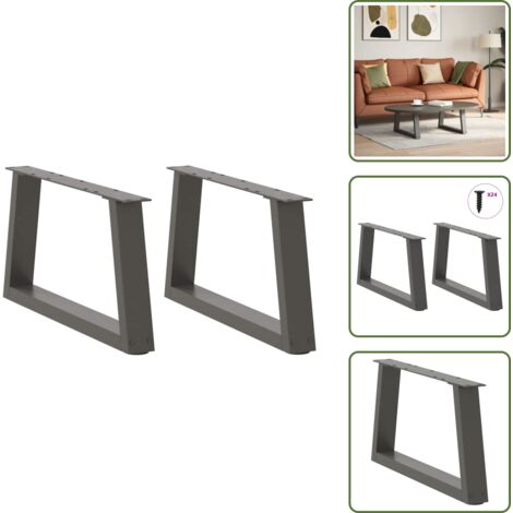 Soporte ajustable - vidaXL Patas para mesa de centro en forma de V (2 unidades), antracita, 70 x (30-31,3) cm, acero - Niveladores para mesa