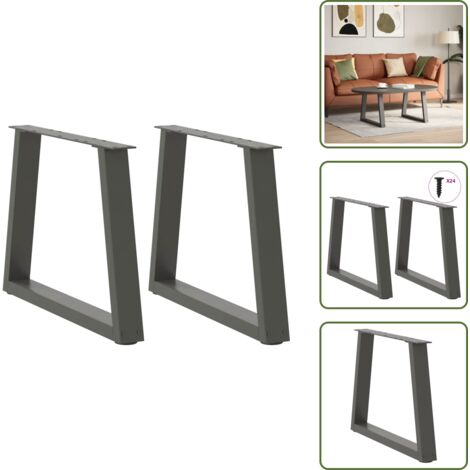 Soporte ajustable - vidaXL Patas para mesa de centro en forma de V (2 unidades), antracita, 70 x (42-43,3) cm, acero - Niveladores para mesa