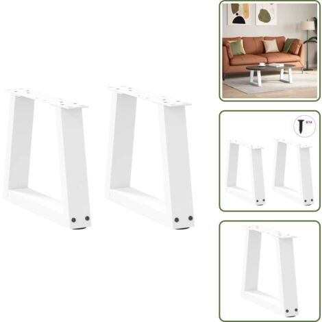 Soporte ajustable - vidaXL Patas para mesa de centro en forma de V (2 unidades), color blanco, 40 x (30-31,3) cm, acero - Niveladores para mesa