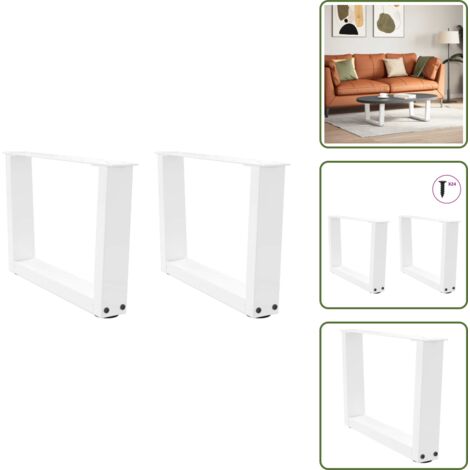Soporte ajustable - vidaXL Patas para mesa de centro en forma de V (2 unidades), color blanco, 50 x (30-31,3) cm, acero - Niveladores para mesa