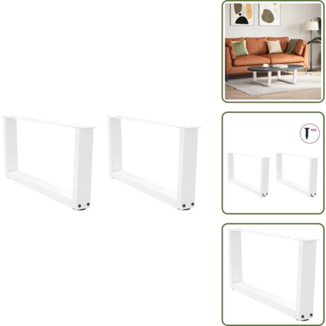 Soporte ajustable - vidaXL Patas para mesa de centro en forma de V (2 unidades), color blanco, 70 x (30-31,3) cm, acero - Niveladores para mesa