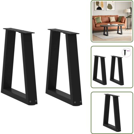 Soporte ajustable - vidaXL Patas para mesa de centro en forma de V (2 unidades), color negro, 38 x (42-43,3) cm, acero - Niveladores para mesa