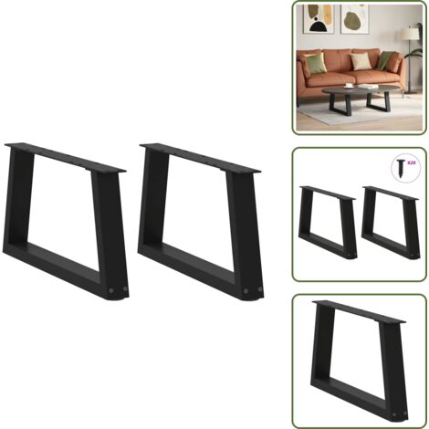 Soporte ajustable - vidaXL Patas para mesa de centro en forma de V (2 unidades), color negro, 50 x (30-31,3) cm, acero - Niveladores para mesa