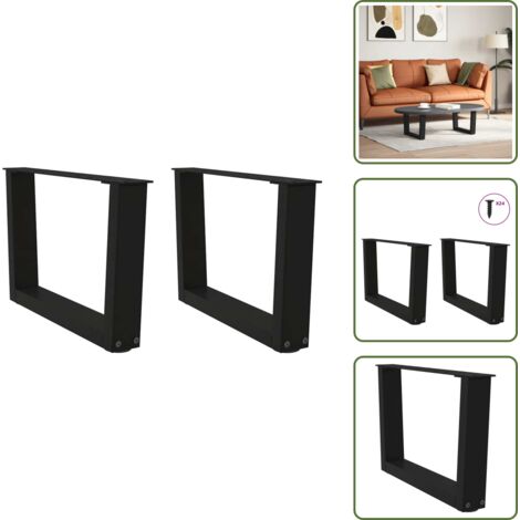 Soporte ajustable - vidaXL Patas para mesa de centro en forma de V (2 unidades), color negro, 60 x (30-31,3) cm, acero - Niveladores para mesa