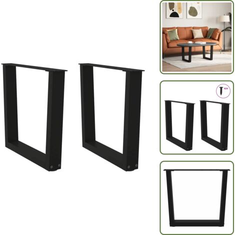 Soporte ajustable - vidaXL Patas para mesa de centro en forma de V (2 unidades), color negro, 60 x (42-43,3) cm, acero - Niveladores para mesa