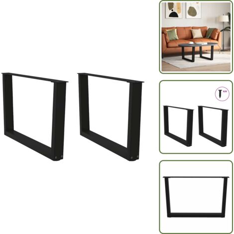 Soporte ajustable - vidaXL Patas para mesa de centro en forma de V (2 unidades), color negro, 70 x (42-43,3) cm, acero - Niveladores para mesa