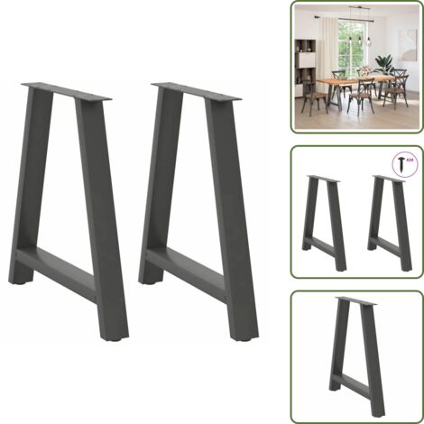 Soporte ajustable - vidaXL Patas para mesa de comedor en forma de A (2 unidades), antracita, 70 x (72-73) cm, acero - Niveladores para mesa