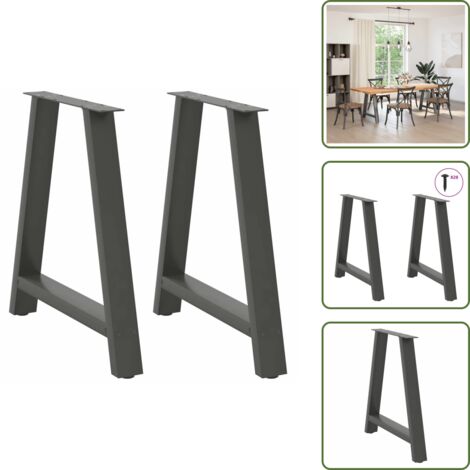 Soporte ajustable - vidaXL Patas para mesa de comedor en forma de A (2 unidades), antracita, 80 x (72-73) cm, acero - Niveladores para mesa