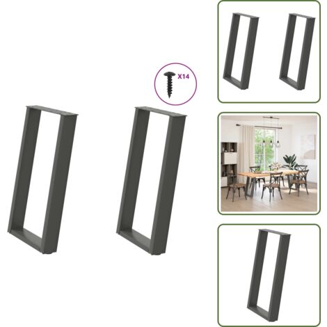 Soporte ajustable - vidaXL Patas para mesa de comedor en forma de U (2 unidades), antracita, 50 x (72-73) cm, acero - Niveladores para mesa