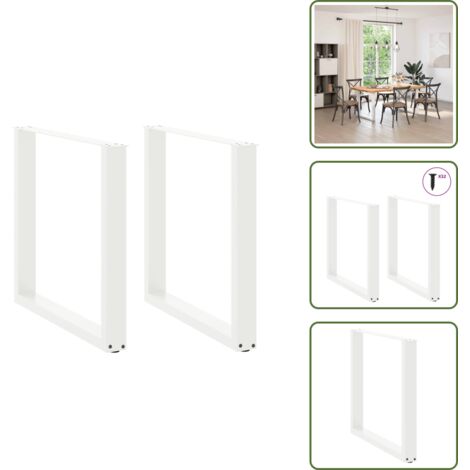 Soporte ajustable - vidaXL Patas para mesa de comedor en forma de U (2 unidades), color blanco, 90 x (72-73) cm, acero - Niveladores para mesa