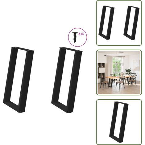 Soporte ajustable - vidaXL Patas para mesa de comedor en forma de U (2 unidades), color negro, 60 x 72-73 cm, acero - Niveladores para mesa