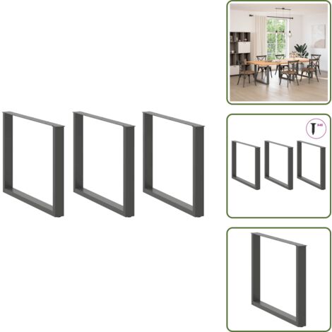 Soporte ajustable - vidaXL Patas para mesa de comedor en forma de U (3 unidades), antracita, 100 x (72-73) cm, acero - Niveladores para mesa