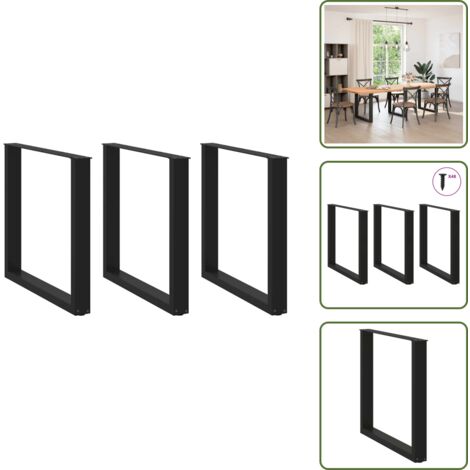 Soporte ajustable - vidaXL Patas para mesa de comedor en forma de U (3 unidades), color negro, 90 x (72-73) cm, acero - Niveladores para mesa