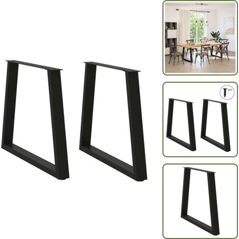 Soporte ajustable - vidaXL Patas para mesa de comedor en forma de V (2 unidades), color negro, 80 x (72-73,3) cm, acero - Niveladores para mesa