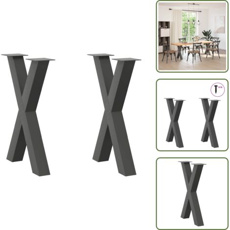 Soporte ajustable - vidaXL Patas para mesa de comedor en forma de X (2 unidades), antracita, 50 x (72-73) cm, acero - Niveladores para mesa