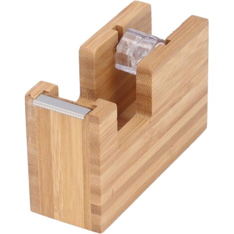 Soporte alto de madera para cinta adhesiva de escritorio, dispensador de cinta para oficina, base adhesiva eficaz, fabricado en bambú ecológico, buena estabilidad.