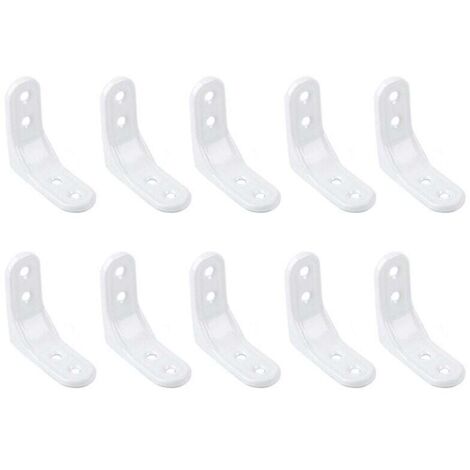 Soporte angular de 10 piezas, soporte angular de acero inoxidable blanco, soporte fijo negro de 50 mm, soporte angular de 90 grados, soporte de pared en forma de L