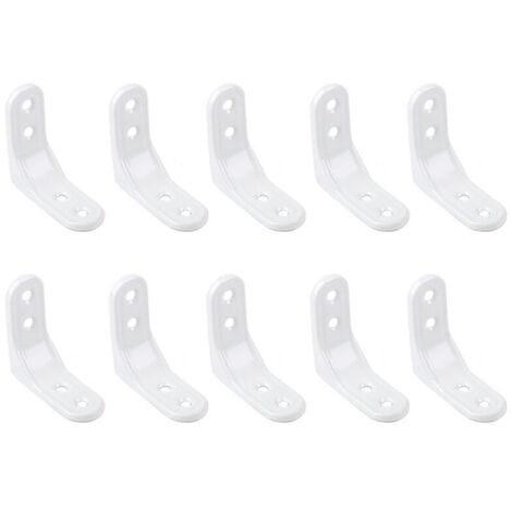 Soporte angular de 10 piezas, soporte angular de acero inoxidable blanco, soporte fijo negro de 50 mm, soporte angular de 90 grados, soporte de pared en forma de L