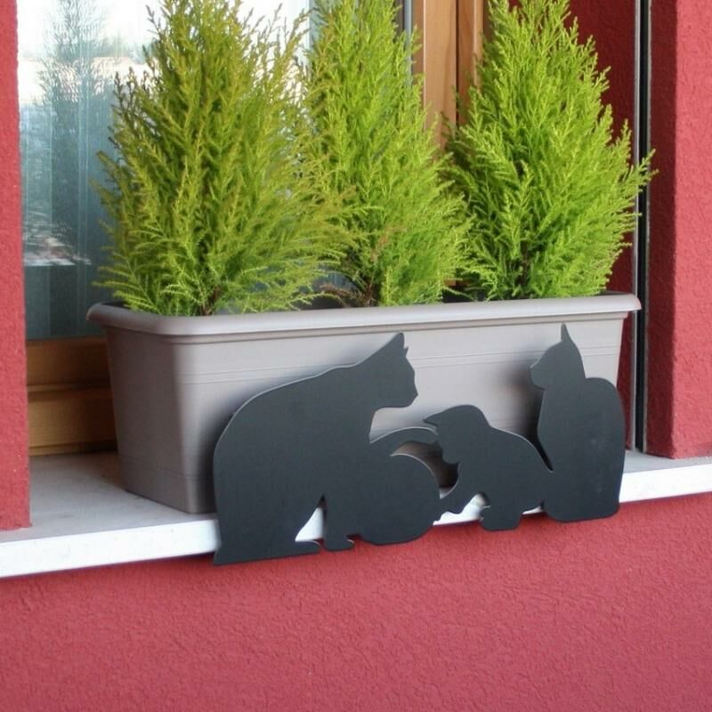 

​Soporte anticaida de jardineras y macetas - Gatos gris antracita