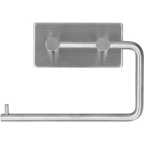 Soporte autoadhesivo para papel higiénico fabricado en acero inoxidable 304 – montaje en pared, sin necesidad de taladrar, para baño y cocina (plata cepillada, 14,3 x 10 cm)