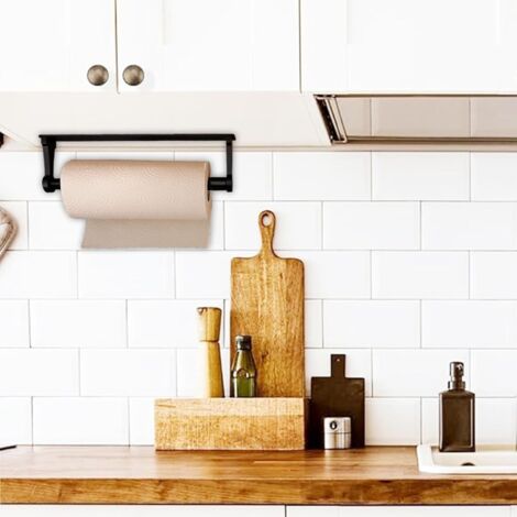 Soporte autoadhesivo para rollo de papel higiénico, fabricado en aleación de aluminio, apto para baños y salas de estar, color negro.