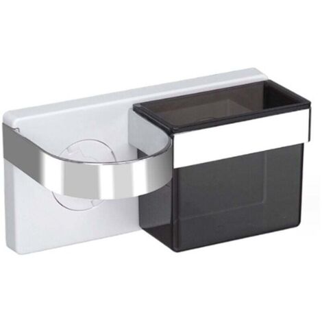 Soporte autoadhesivo para secador de pelo, estante de almacenamiento de ABS montado en la pared para cepillos de pelo y accesorios de peinado con clips de silicona
