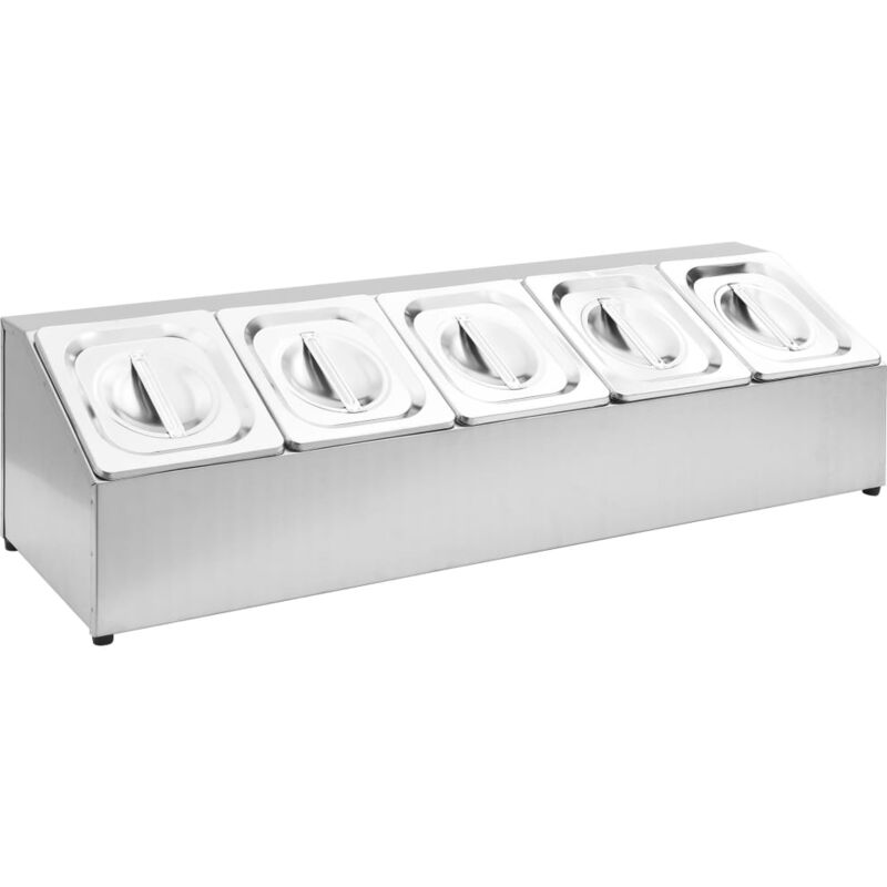 

vidaXL Soporte bandeja Gastronorm con 5 bandejas 1/6 acero inoxidable - Plateado