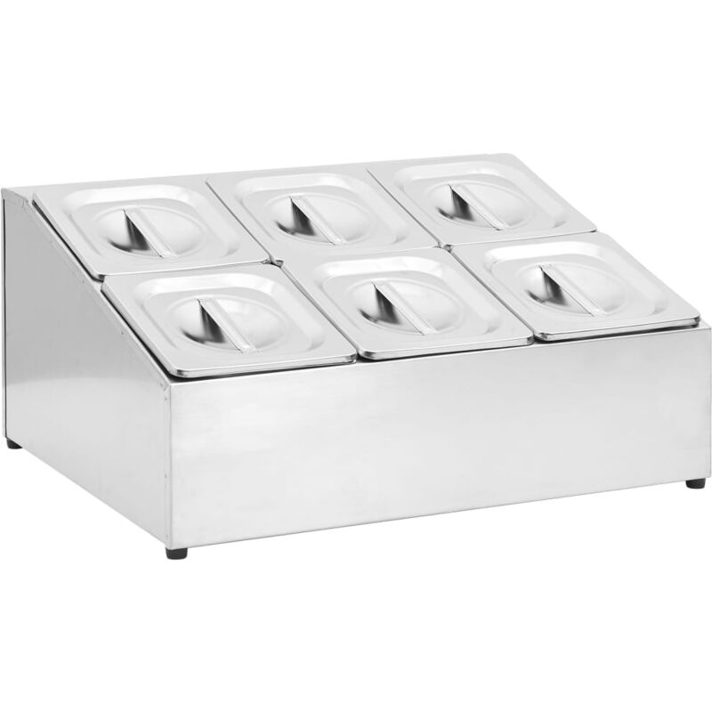 

vidaXL Soporte bandeja Gastronorm con 6 bandejas 1/6 acero inoxidable - Plateado