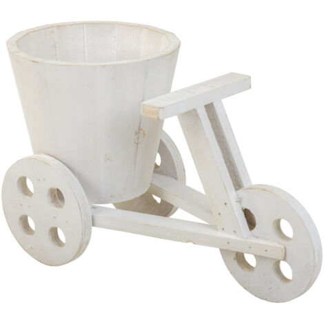 Soporte bici para maceta de madera blanco 24x14x19,5