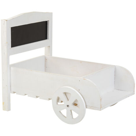 Soporte carro para macetas de madera blanco 38x31,5x24