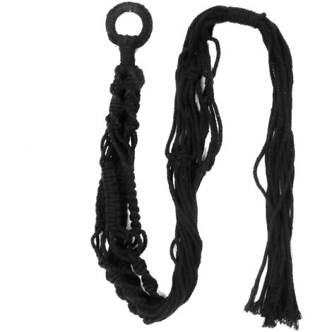 Soporte colgante para macetas de algodón tejido negro – Soporte decorativo para plantas de interior y exterior, 97 cm, maceta no incluida.