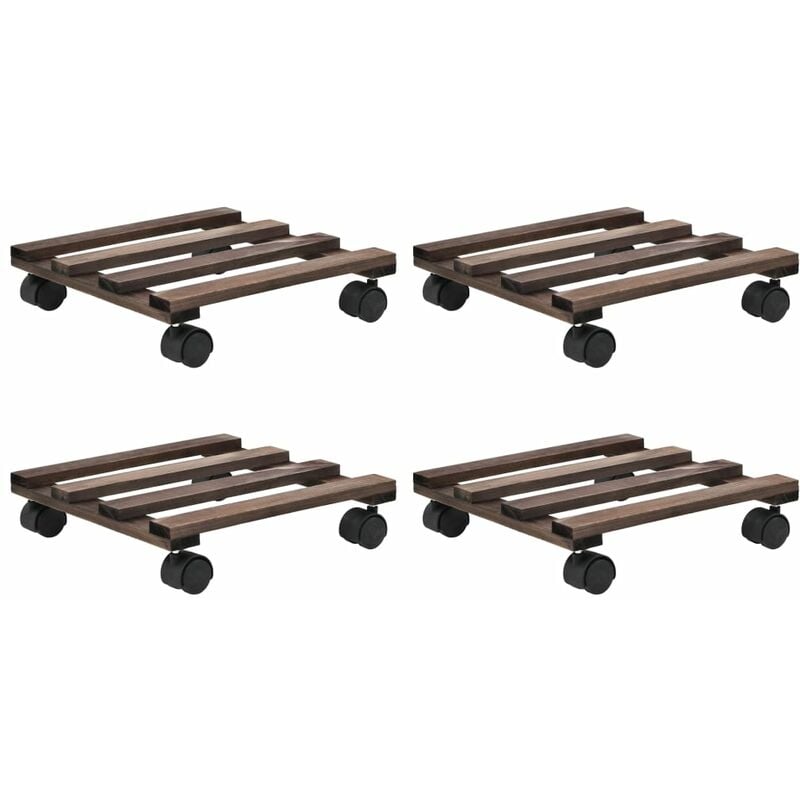 

Soporte con ruedas para macetas madera 4 uds cedro 25x25 cm - Marrón