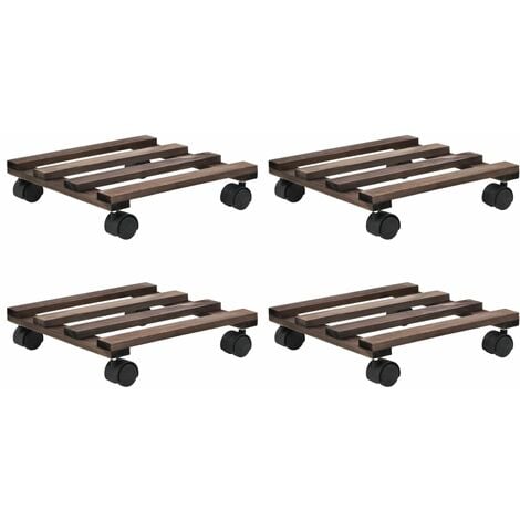 Soporte con ruedas para macetas madera 4 uds cedro 25x25 cm vidaXL