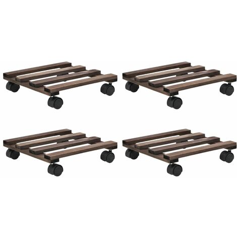Soporte con ruedas para macetas madera 4 uds cedro 25x25 cm vidaXL - Marrón