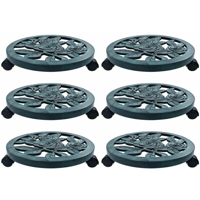 

Soporte con ruedas para plantas 6 unidades plastico verde 38 cm