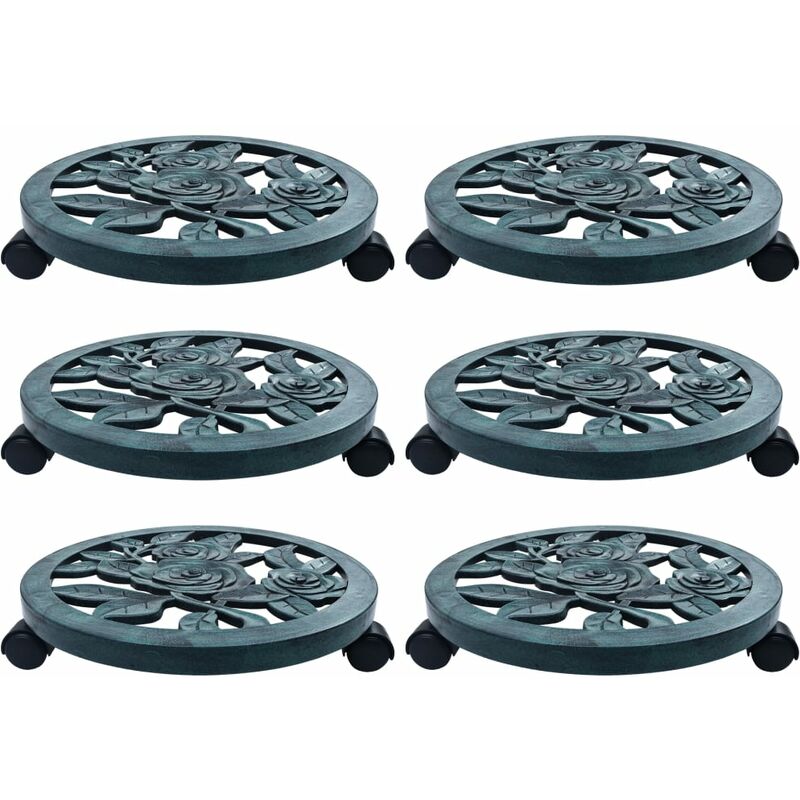 

Soporte con ruedas para plantas 6 unidades plástico verde 38 cm