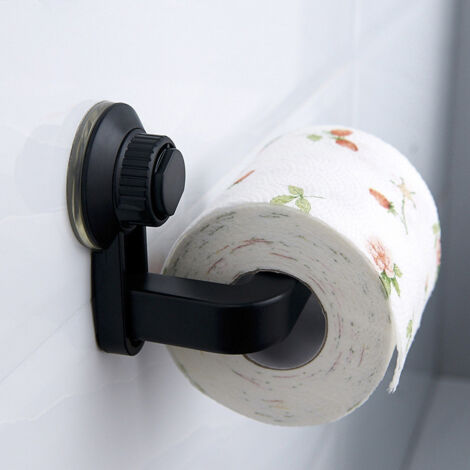soporte con ventosa para cocina, baño, resistente a la humedad, para toallas, soporte de papel higiénico de pared, color negro.