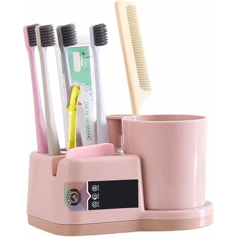 Soporte de plástico para cepillos de dientes y organizador de  almacenamiento de pasta de dientes para niños y familia, soporte  multifuncional para