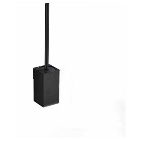 Soporte cuadrado de pared para escobilla de baño, fabricado en acero inoxidable 304 con 1 cabezal de cepillo (negro).