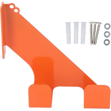 Soporte de acero robusto para motosierra, de montaje en pared, apto para garaje/cobertizo, montaje horizontal/vertical, color naranja, 68 kg, tornillos incluidos.