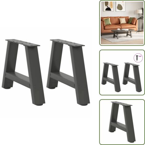 Soporte de acero - vidaXL Patas para mesa de centro en forma de A (2 unidades), antracita, 40 x (30-31) cm, acero - Niveladores ajustables