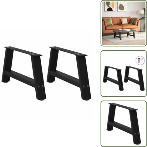 Soporte de acero - vidaXL Patas para mesa de centro en forma de A (2 unidades), color negro, 70 x (30-31) cm, acero - Niveladores ajustables
