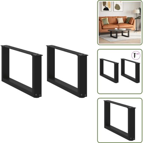 Soporte de acero - vidaXL Patas para mesa de centro en forma de U (2 unidades), color negro, 70 x (30-31) cm, acero - Niveladores para mesa