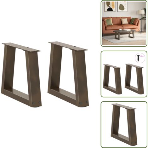 Soporte de acero - vidaXL Patas para mesa de centro en forma de V (2 unidades, acero natural, 40 x 30-31,3 cm) - Patas en forma de V