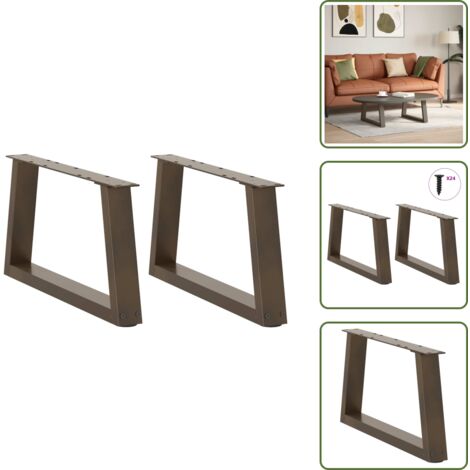 Soporte de acero - vidaXL Patas para mesa de centro en forma de V (2 unidades, acero natural, 70 x 30-31,3 cm) - Patas de mesa