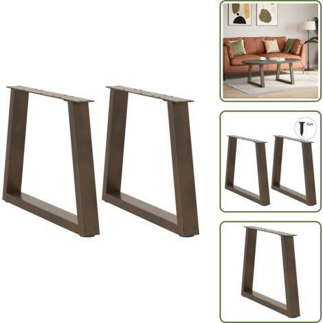 Soporte de acero - vidaXL Patas para mesa de centro en forma de V (2 unidades, acero natural, 70 x 42-43,3 cm) - Patas de mesa