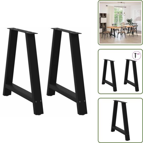 Soporte de acero - vidaXL Patas para mesa de comedor en forma de A (2 unidades), color negro, 80 x (72-73) cm, acero - Niveladores para mesa