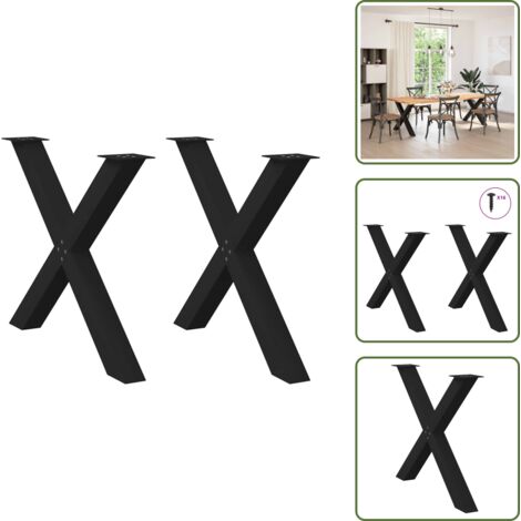 Soporte de acero - vidaXL Patas para mesa de comedor en forma de X (2 unidades), color negro, 90 x (72-73) cm, acero - Niveladores para mesa